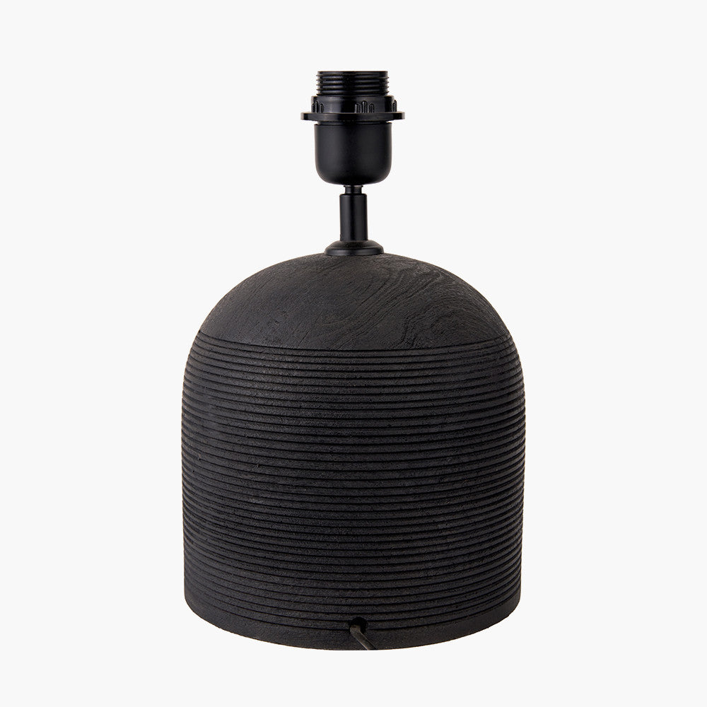 Nelu Black Engraved Wood Dome Table Lamp - Base Only